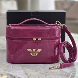 Emporio Armani magenta Leather Crossbody Bag/vanity